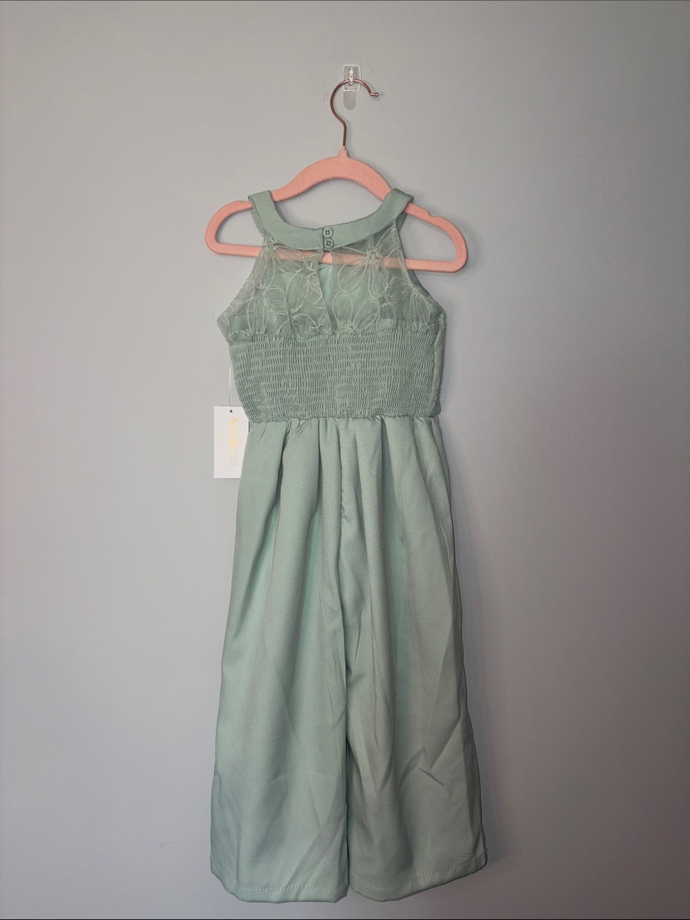 Kensie Girl Mint Green Textured Bodice Jumpsuit Size 4 NEW - Picture 5 of 6